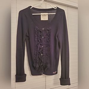 Hollister Navy Ruffle Cardigan - L